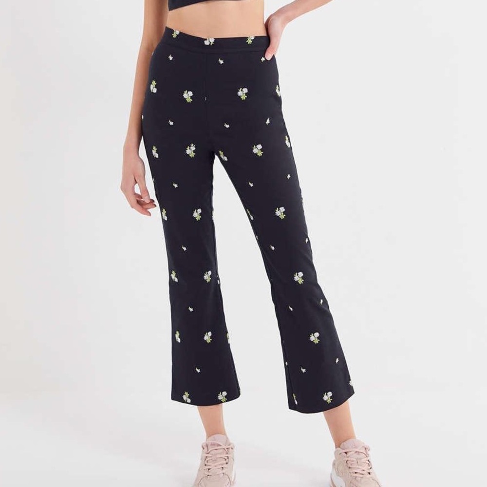 Urban Outfitters Daisy Embroidered Kick Flare Pant